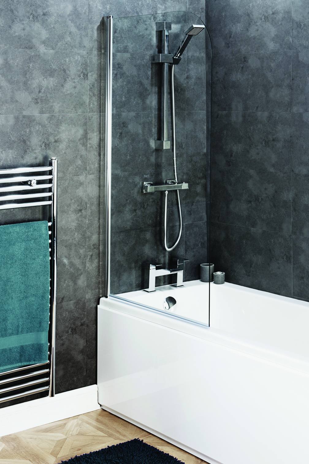 800x1400mm Curved Top Shower Bath Screen Round 6mm Glass Screen Door