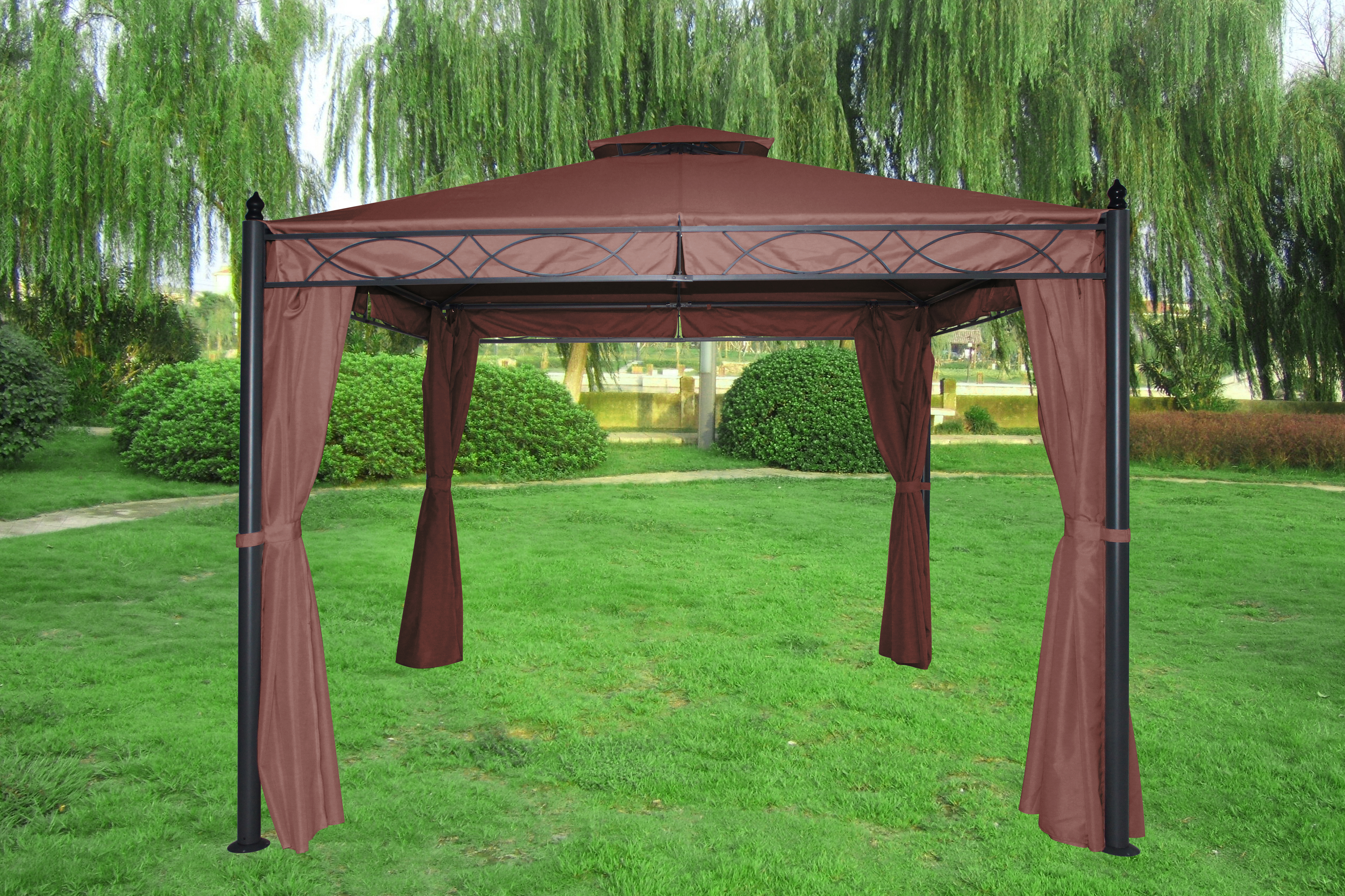 3x3M Metal Gazebo Pavilion Awning Canopy Sun Shade Shelter Marquee Tent