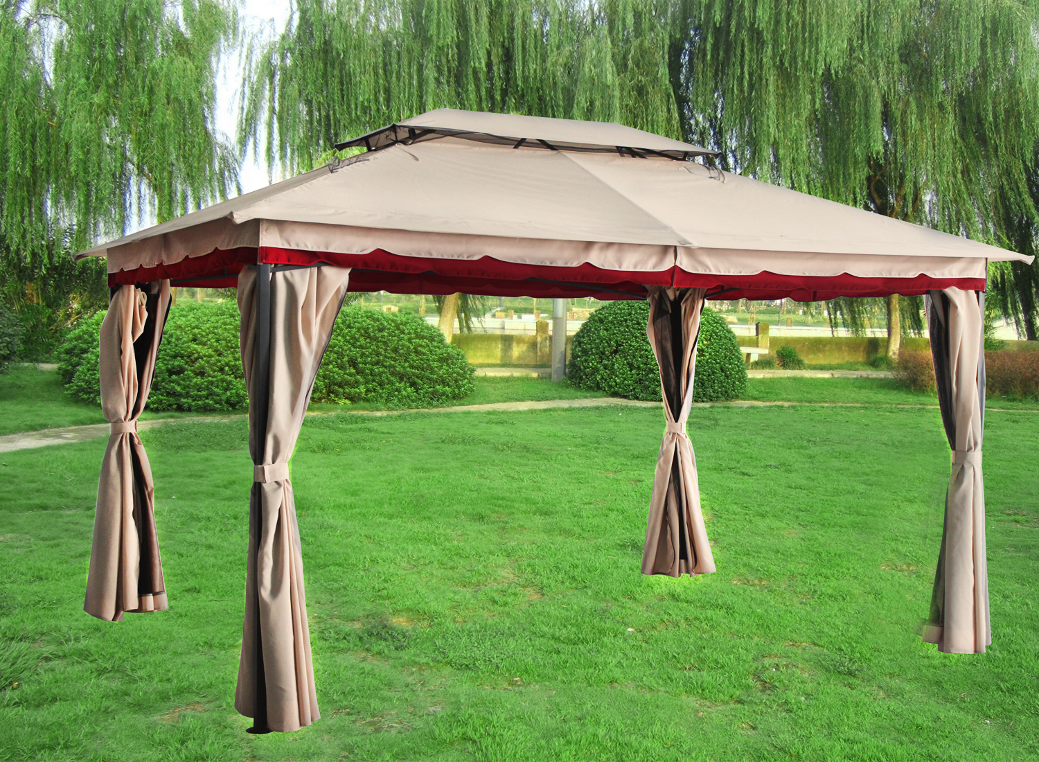 X M Deluxe Metal Pavilion Gazebo Awning Canopy Sun Shade Party Tent