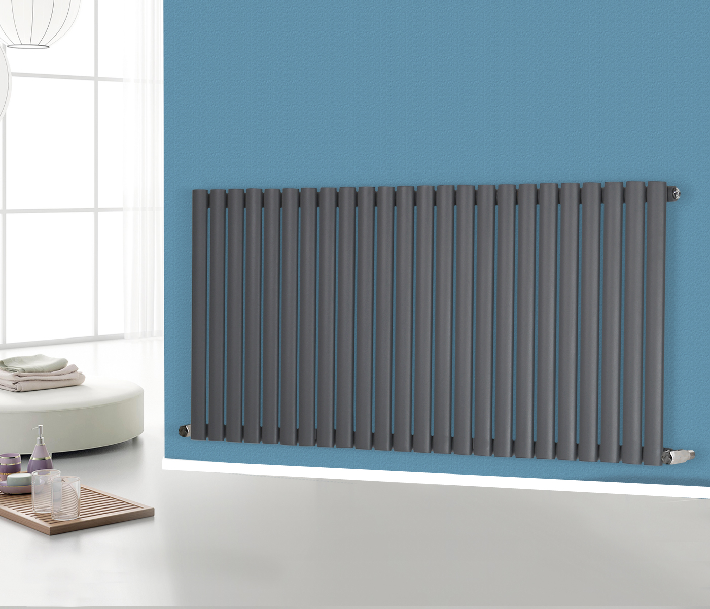 Anthracite Designer Oval Column Panel Radiators Central Heating Single