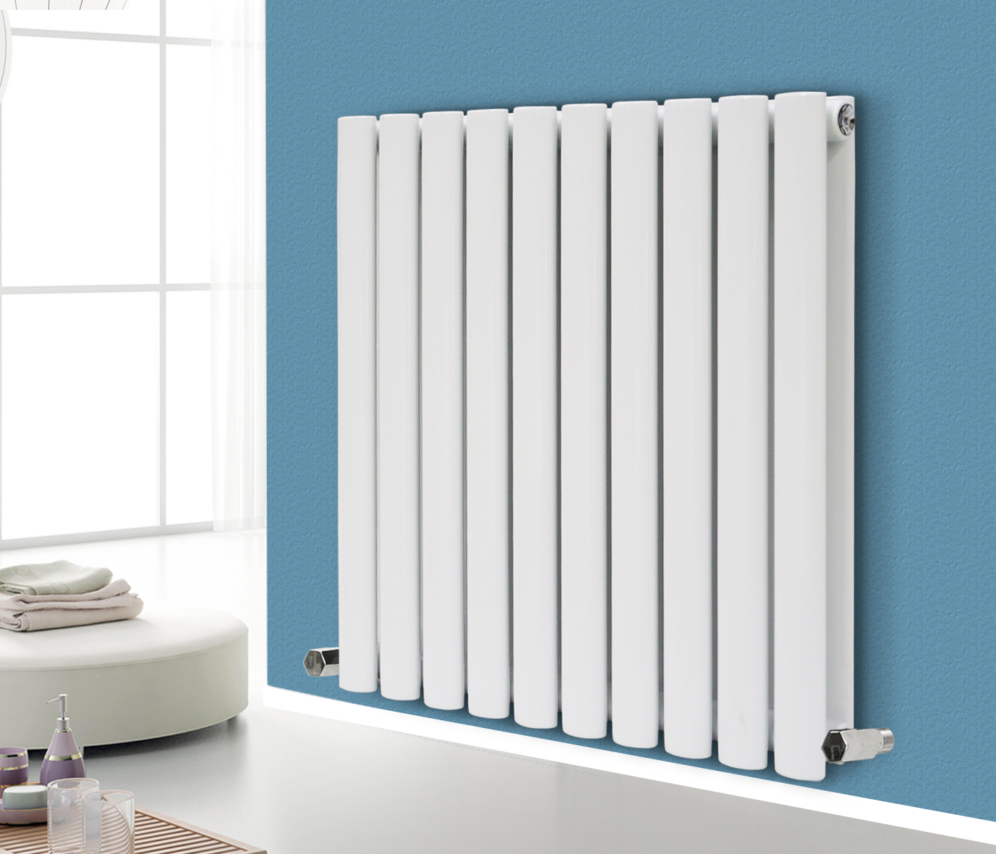 White Oval Column Panel Designer Radiator Central Heating Rads Single