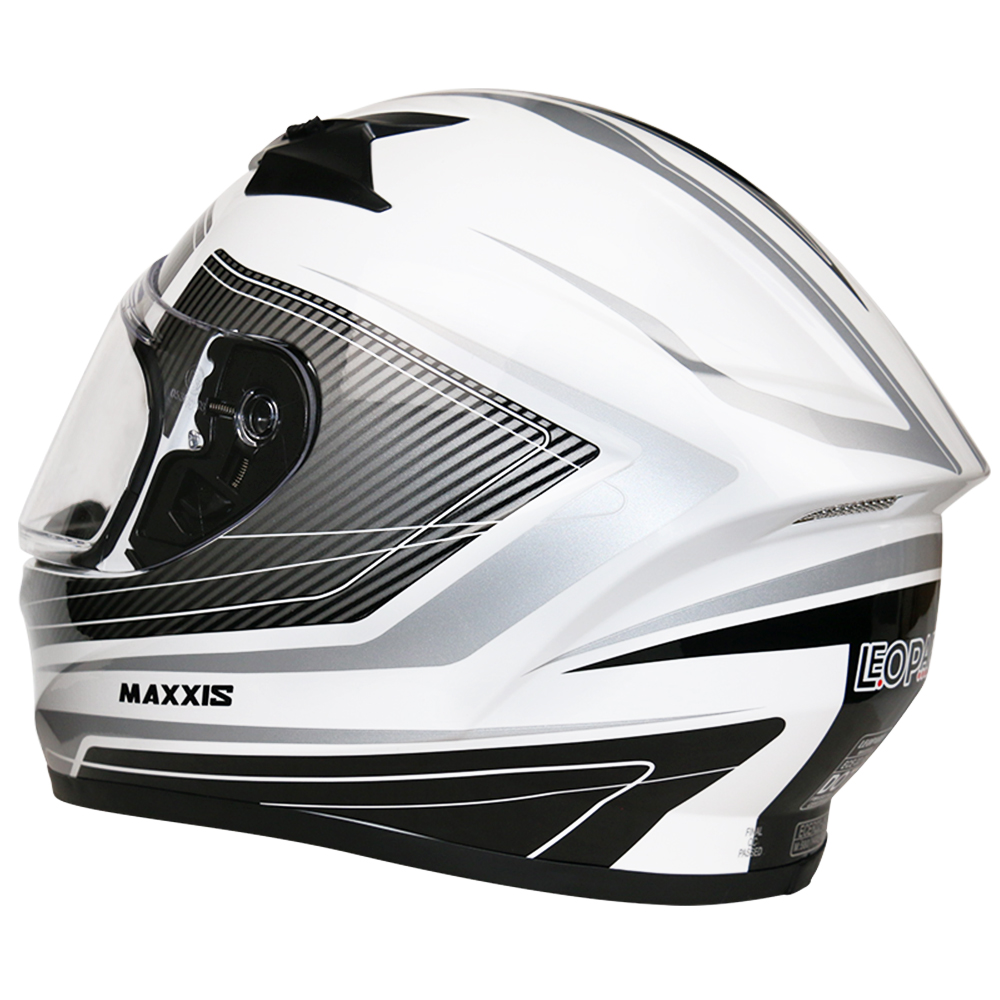 Leopard Full Face Motorbike Motorcycle Helmet Road Legal White NEW