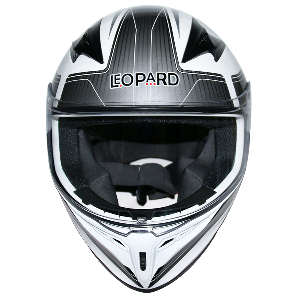 Leopard Full Face Motorbike Motorcycle Helmet Road Legal White NEW