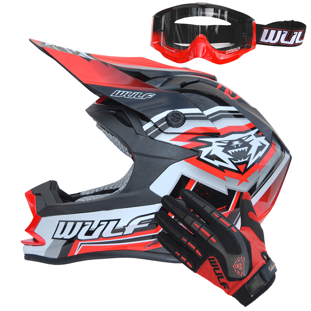 XL MOTORBIKE WULFSPORT FLITE EXTRA CUB KIDS MX HELMET Motocross Quad Enduro PIT Sport ECE Helmet , GREEN