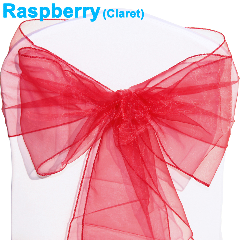1 10 50 100 Organza Sashes Chair Cover Bow Sash WIDER FULLER BOWS