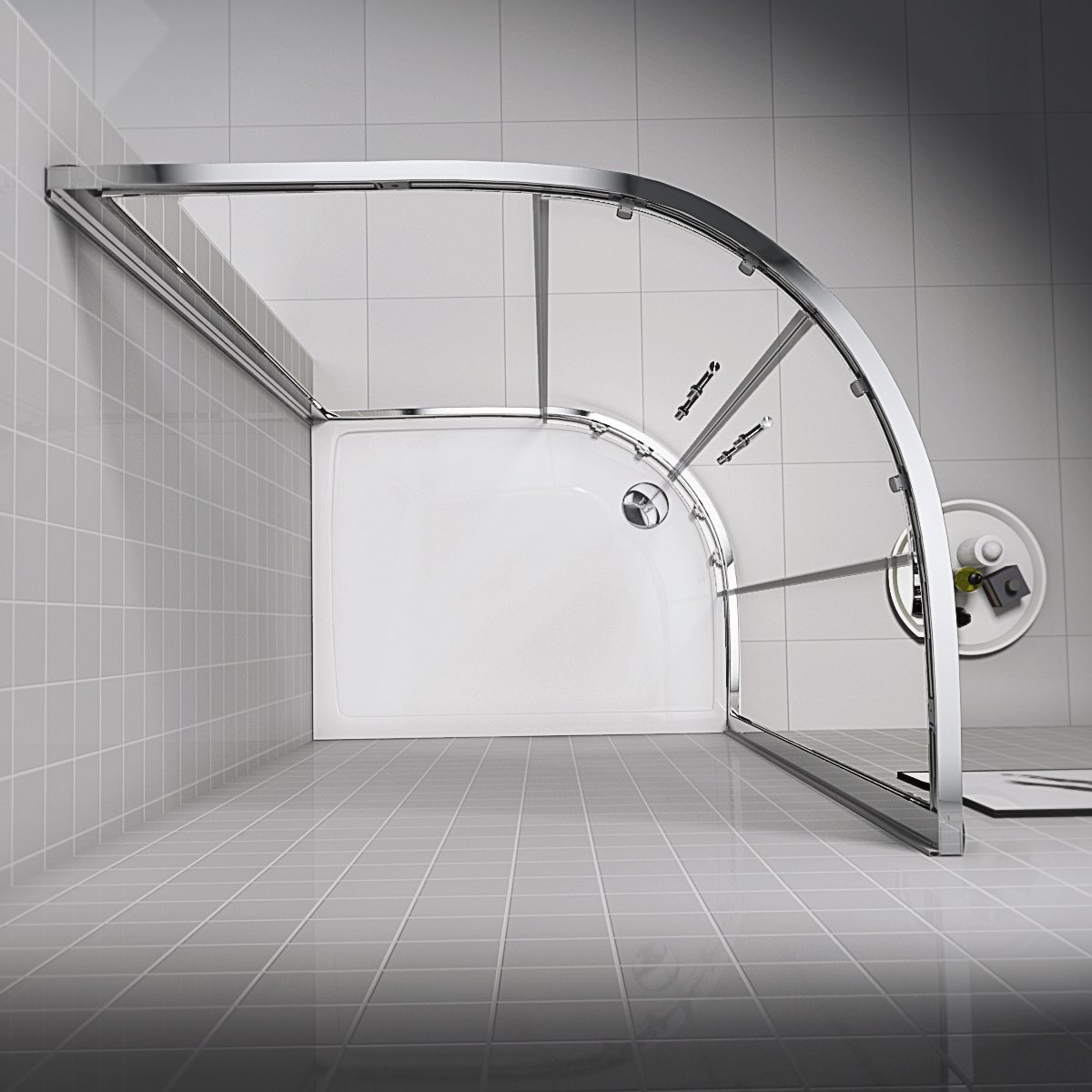 Offset Quadrant Shower Enclosure Corner Cubicles with Tray Waste