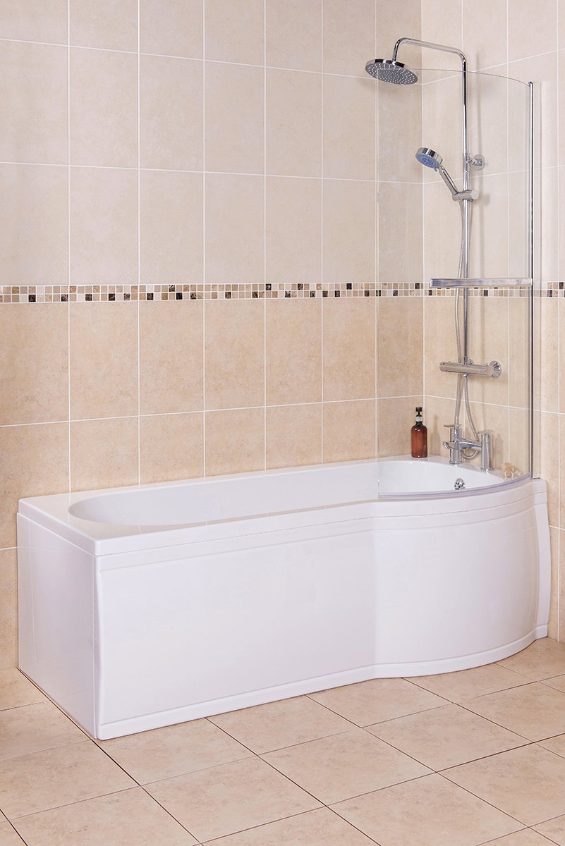 Shower Bath 1675mm 1700mm L P Shaped Bathroom Suite with Basin Sink WC ...