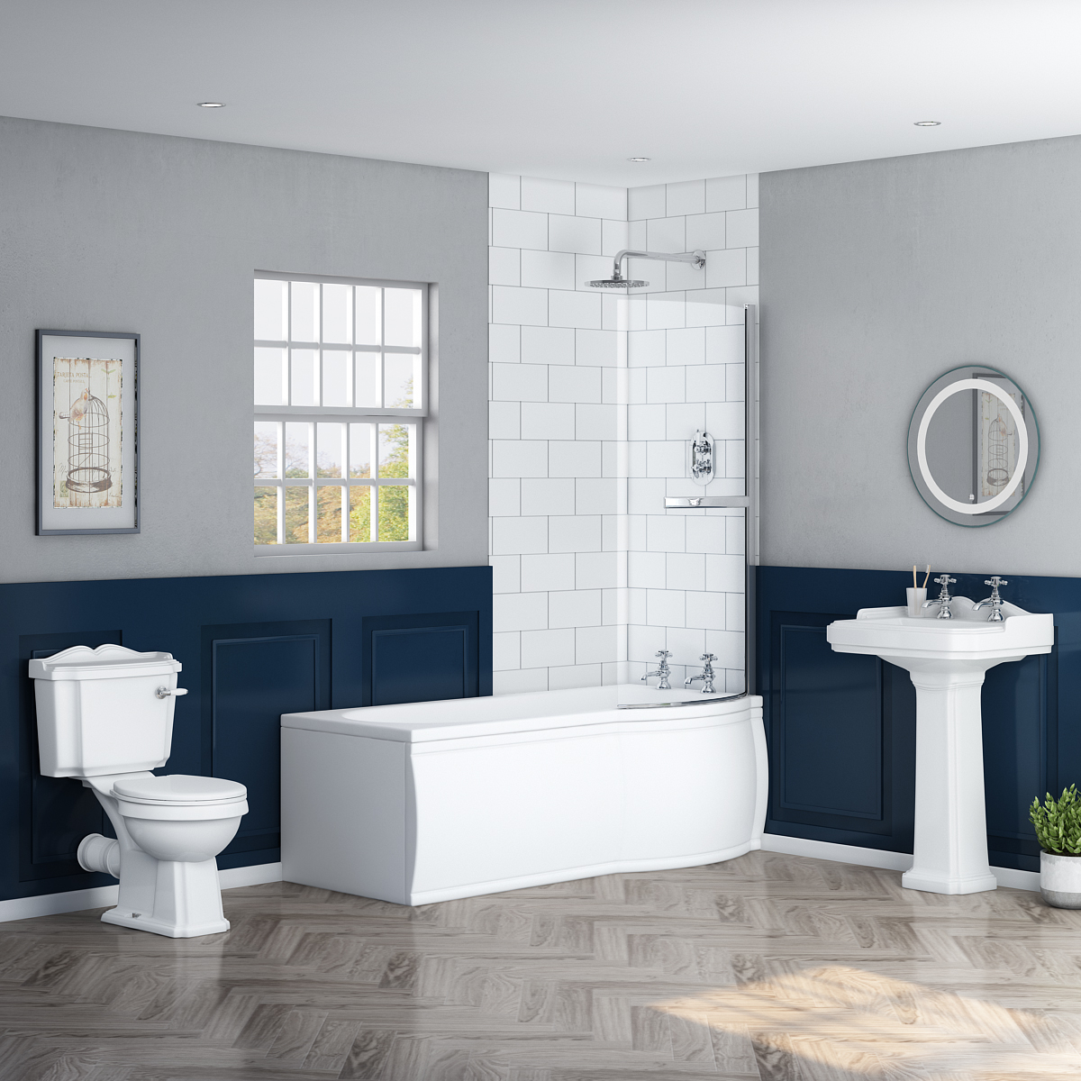 Traditional Bathroom Suite With L P Shape 1675 1700 Bath Wc Toilet Basin Sink Ebay