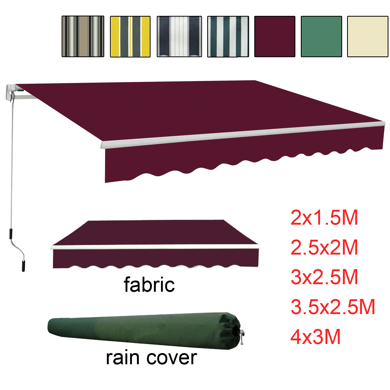 Garden Awning Patio Sun Shade Canopy Shelter With Replacement Fabric