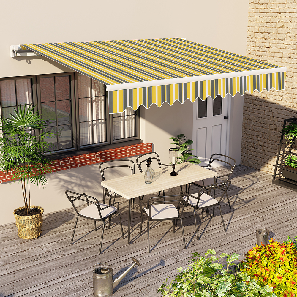 2 x 1.5m Manual Awning Garden Canopy Patio Sun Shade Shelter Retractable