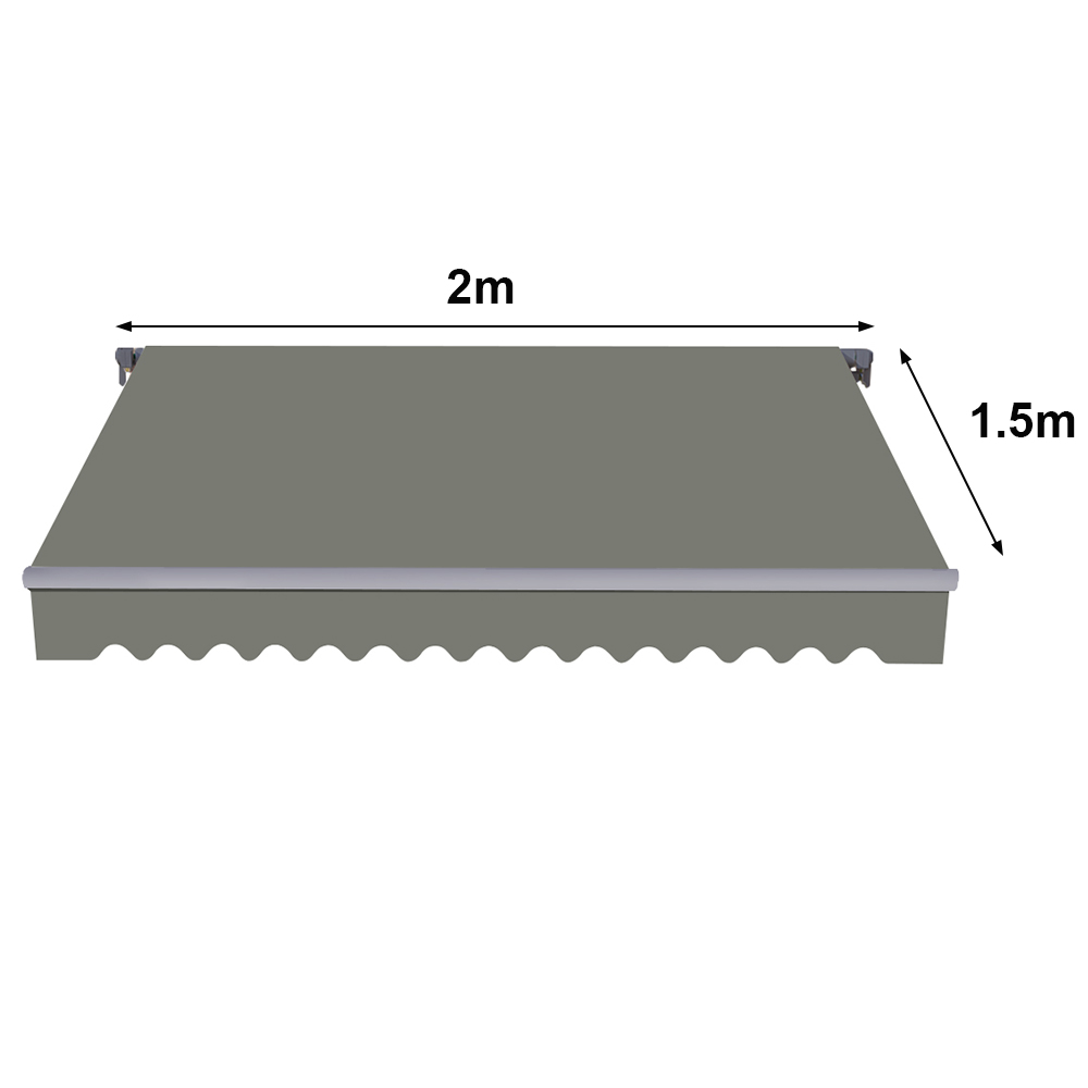 Retractable Awning Manual Outdoor Garden Canopy Patio Sun Shade Shelter Grey
