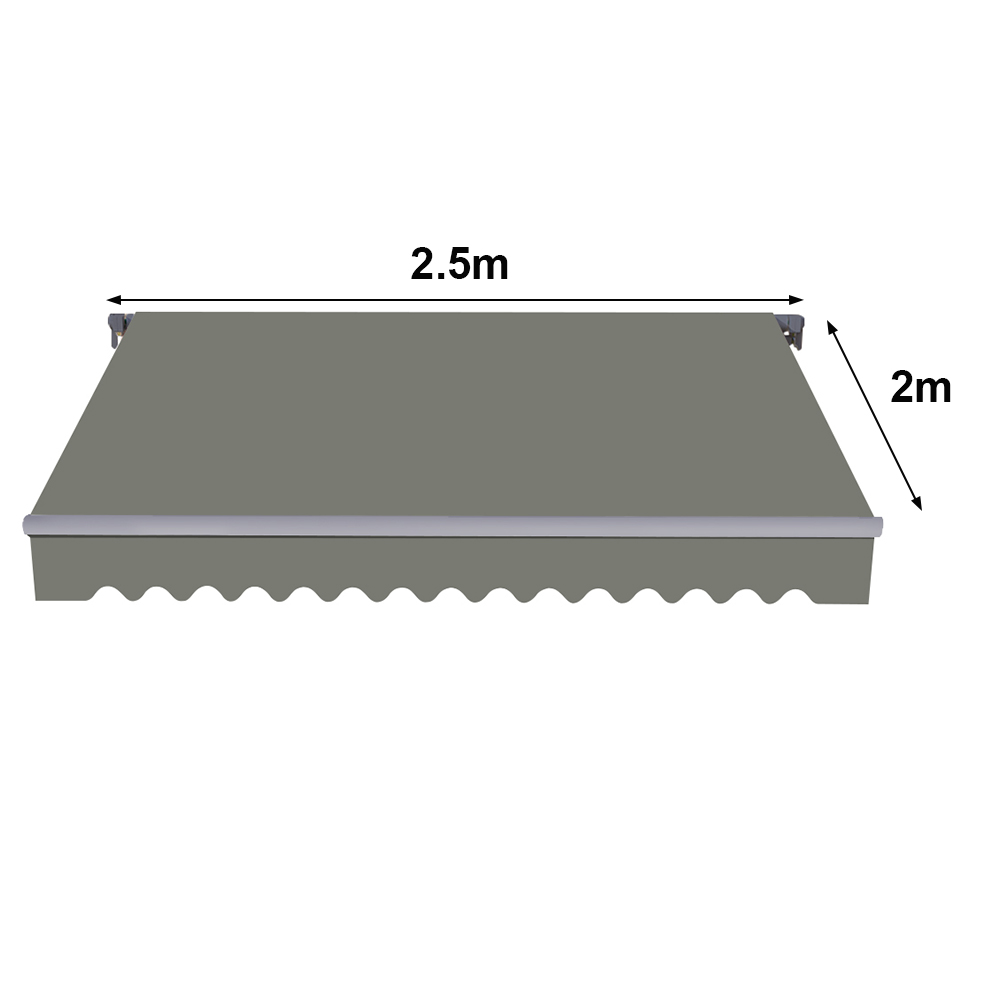 Retractable Awning Manual Outdoor Garden Canopy Patio Sun Shade Shelter Grey