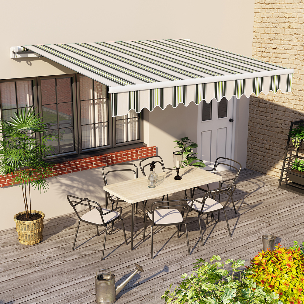 2/2.5/3/3.5/4M Patio Manual Awning Garden Canopy Sun Shade Retractable Shelter 