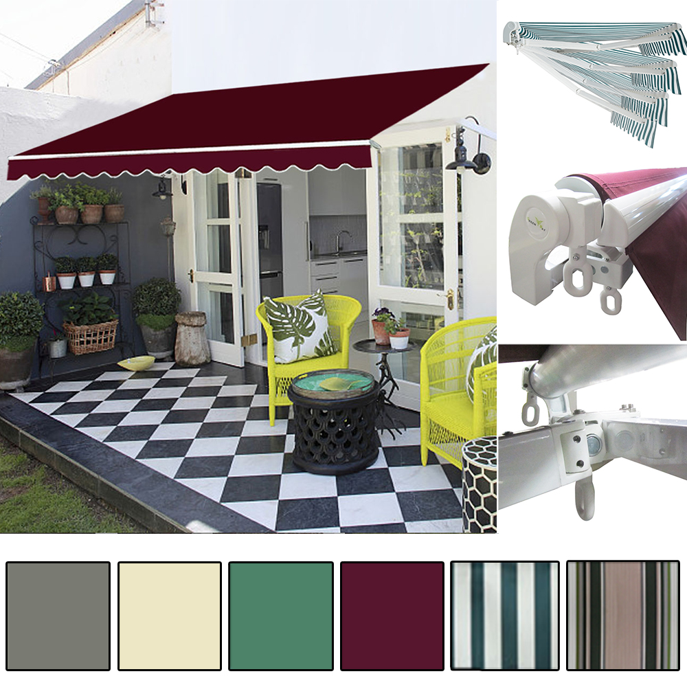 Garden Patio Manual Retractable Awning Canopy Sun Shade Shelter