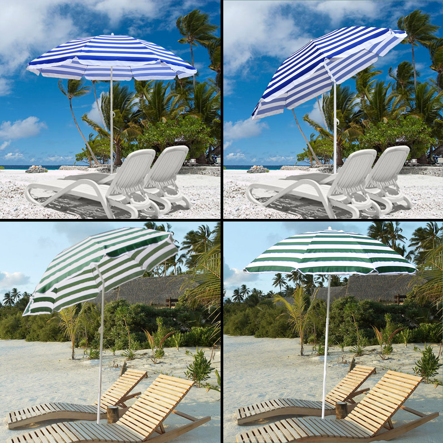 Outdoor Beach Parasol Garden Patio Tilting Sun Shade Sun Umbrella 1.6m