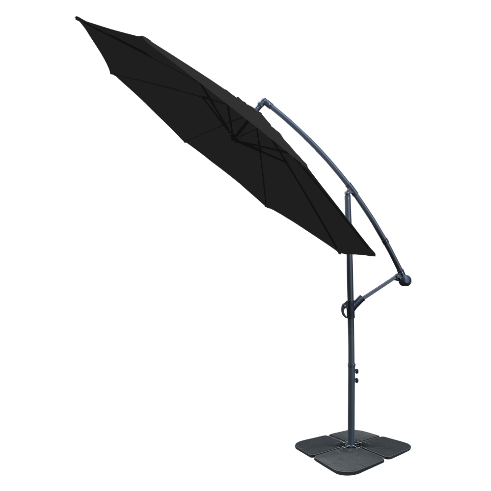 3M Cantilever Banana Parasol Garden Sun Shade Hanging Umbrella with Base Weight