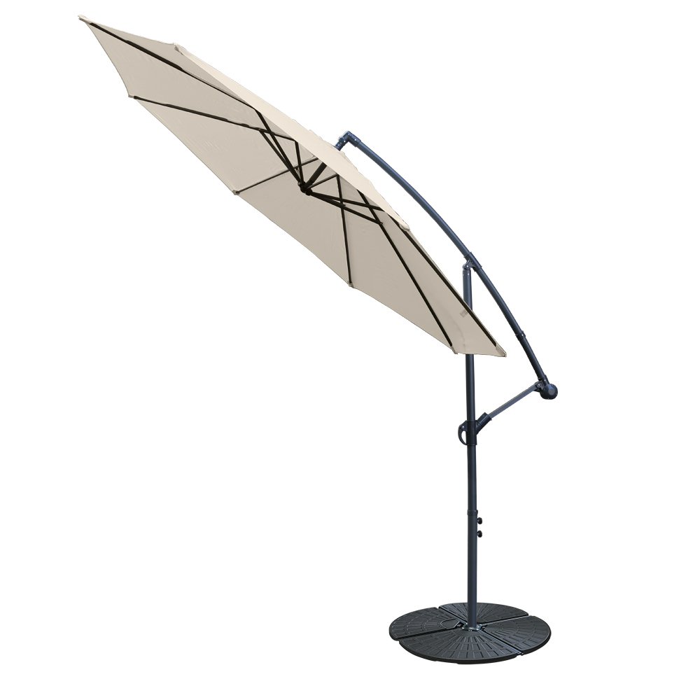 3M Cantilever Banana Parasol Garden Sun Shade Hanging Umbrella with Base Weight