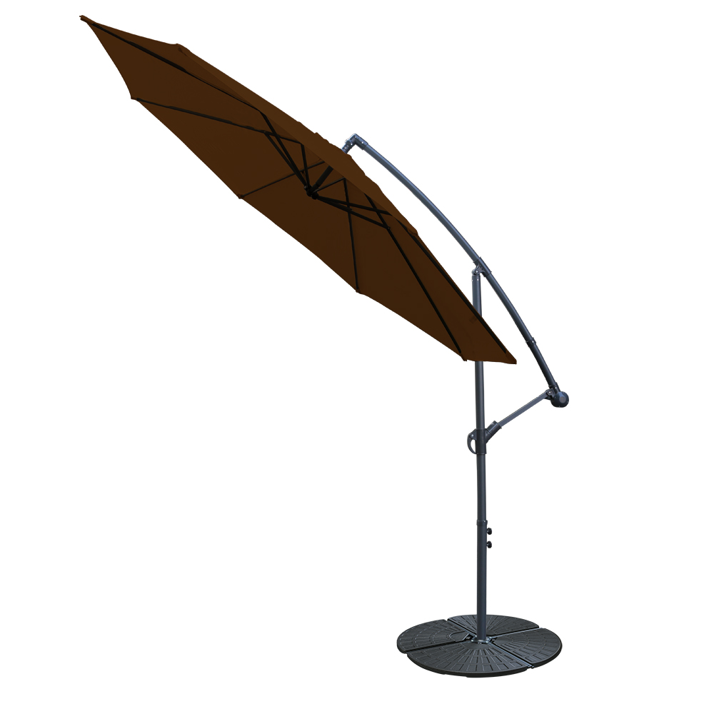 3M Cantilever Banana Parasol Garden Sun Shade Hanging Umbrella with Base Weight