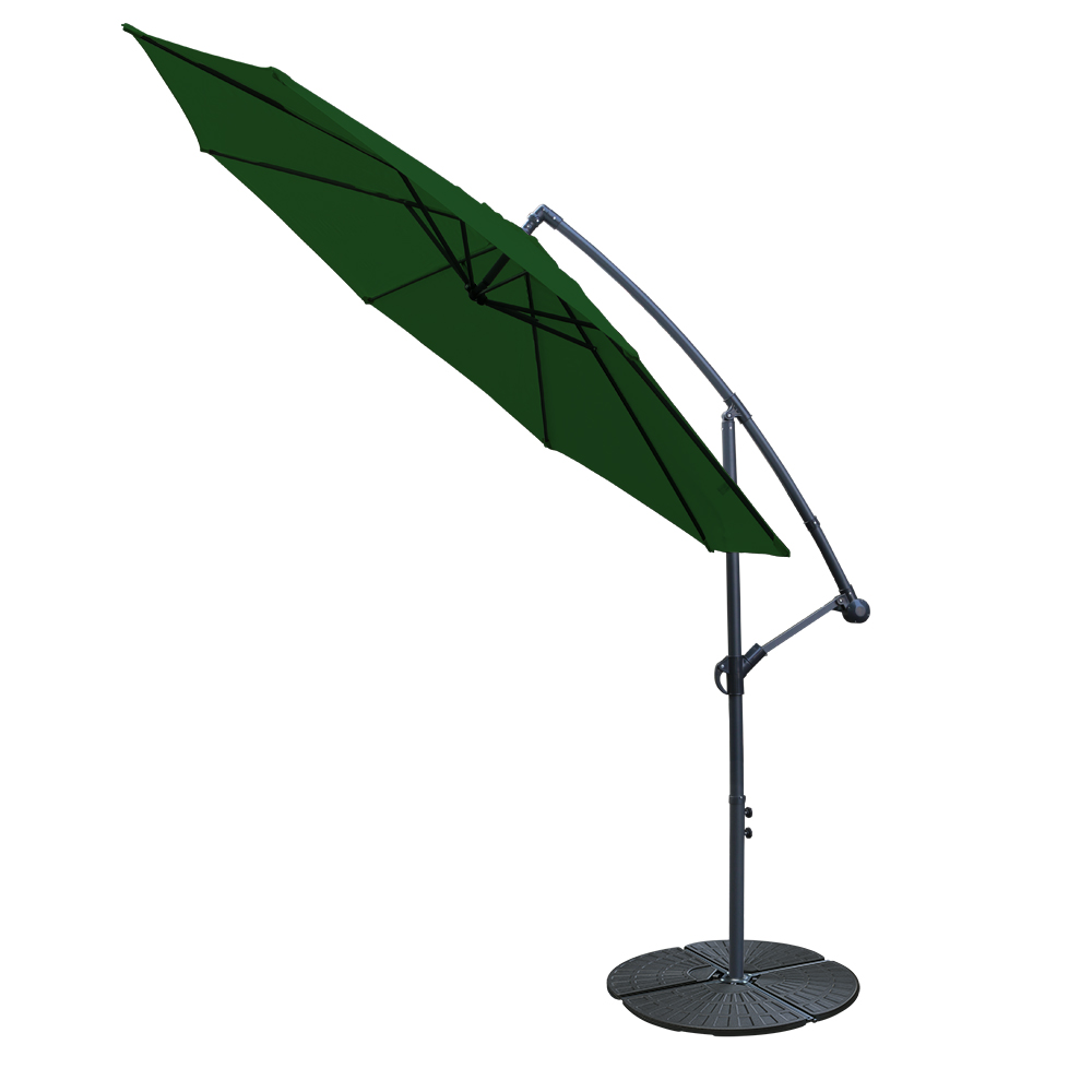 3M Cantilever Banana Parasol Garden Sun Shade Hanging Umbrella with Base Weight