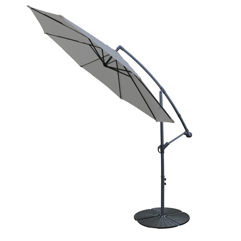 3M Cantilever Banana Parasol Garden Sun Shade Hanging Umbrella with Base Weight