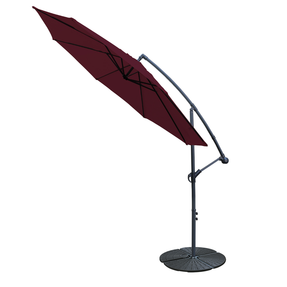 3M Cantilever Banana Parasol Garden Sun Shade Hanging Umbrella with Base Weight