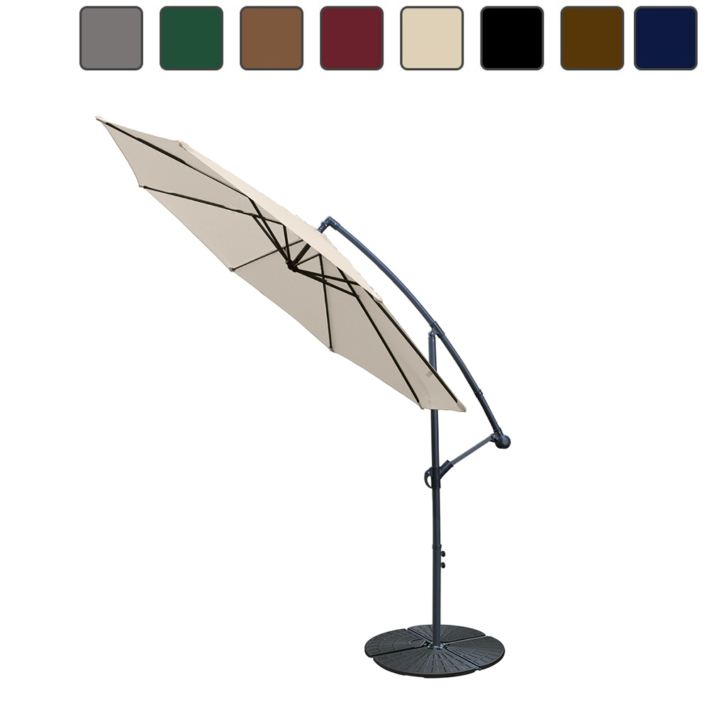 3m Banana Garden Parasol Sun Shade Patio Hanging Umbrella Cantilever 32 LED