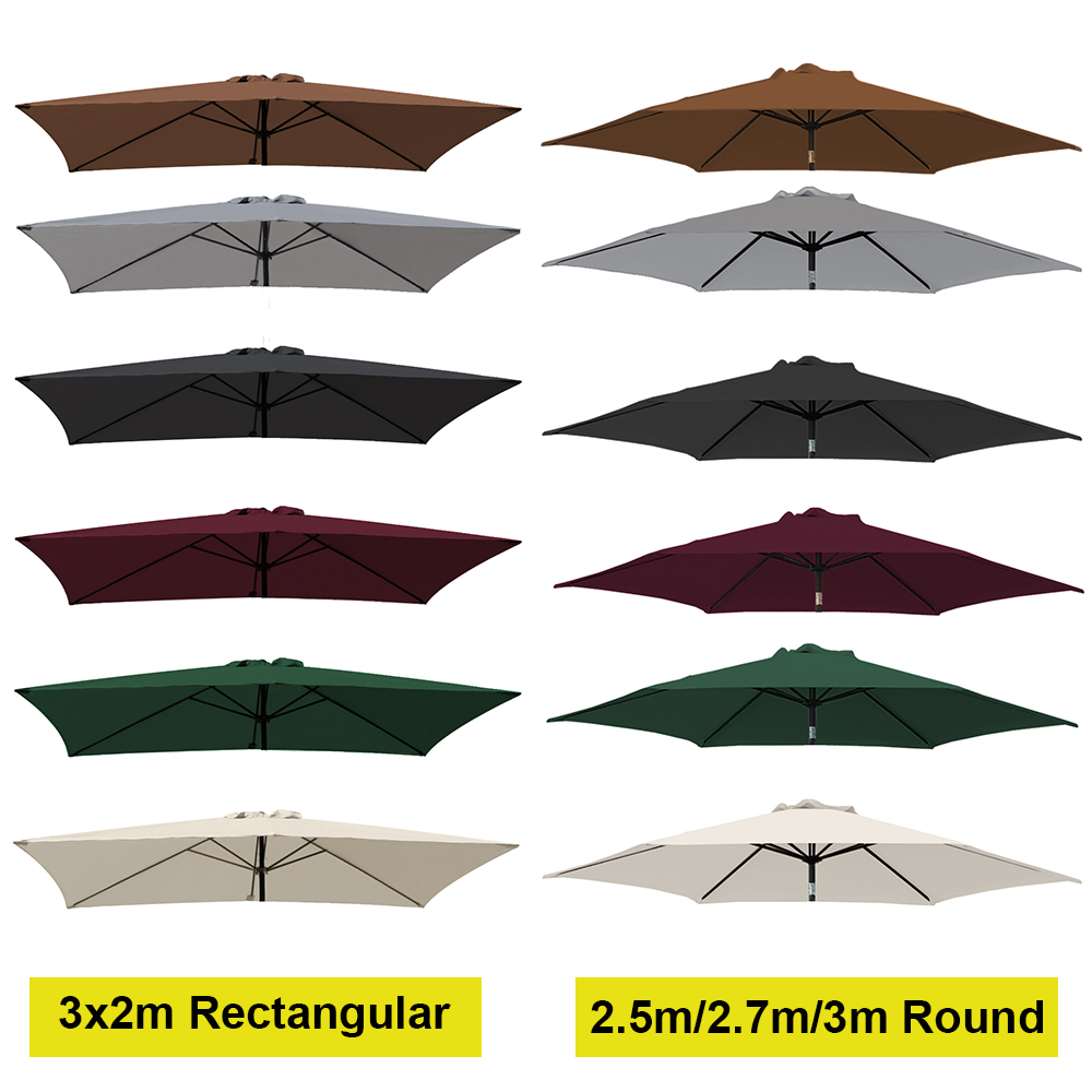 2.5m 2.7m 3m 3x2m Replacement Fabric Parasol Canopy Cover ...
