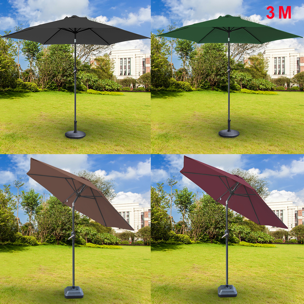 2x3m Garden Parasol Rectangle Patio Umbrella Sun Shade Steel Crank Tilt Green