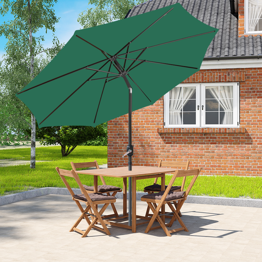 3M OUTDOOR PARASOL Round Sun Shade Garden Canopy Umbrella Crank 8 Steel