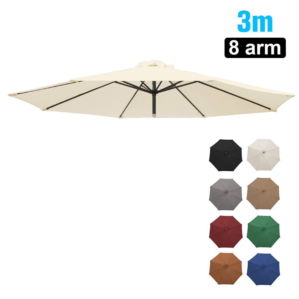 3M Round Garden Parasol Sun Shade Canopy Patio Outdoor Umbrella with Crank Tilt