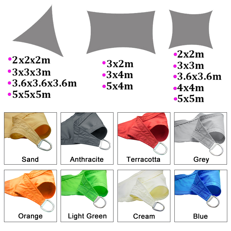 Outdoor Garden Sun Shade Sail Canopy Polyester HDPE Sunscreen Awning UV Block