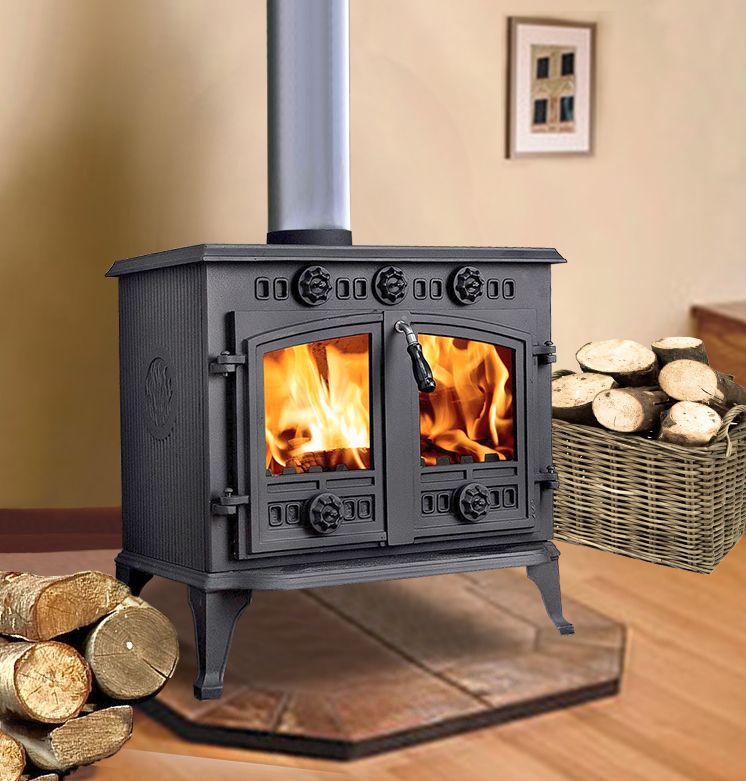 12KW Cast Iron Log Burner WoodBurner Modern MultiFuel Wood Burning ...