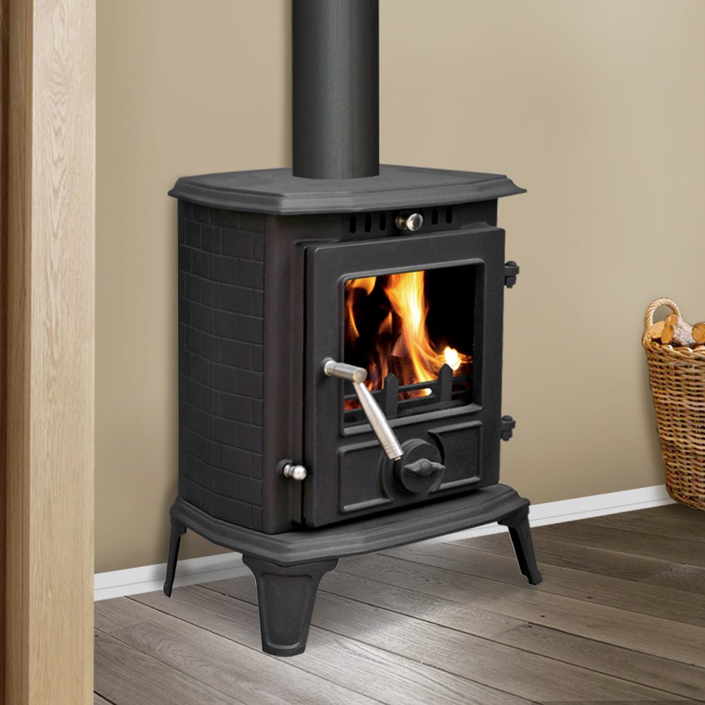 Wood Burning Stove Cast Iron Log Burner Multifuel Fireplace Clean