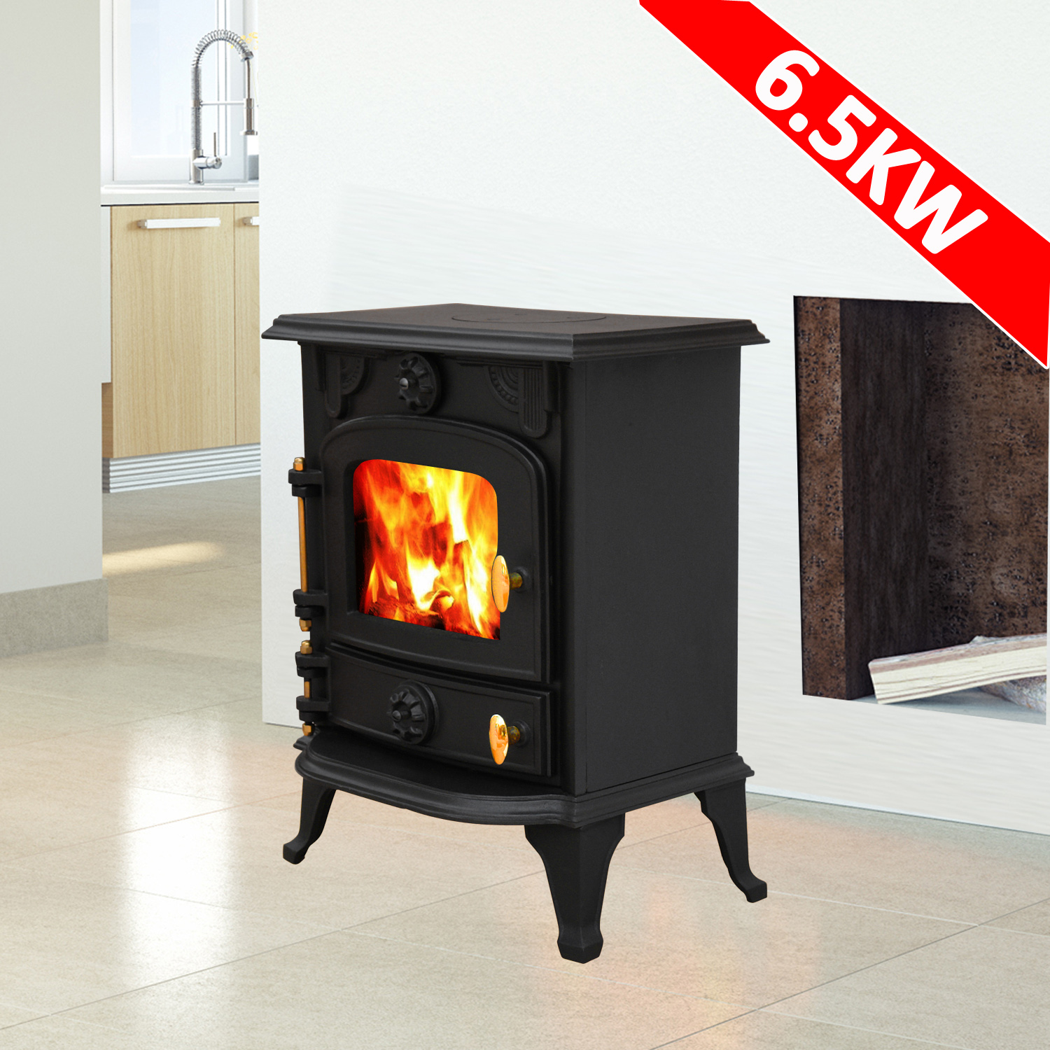 Saxilby 6.5KW Cast Iron Wood Log Burner MultiFuel WoodBurning Stove