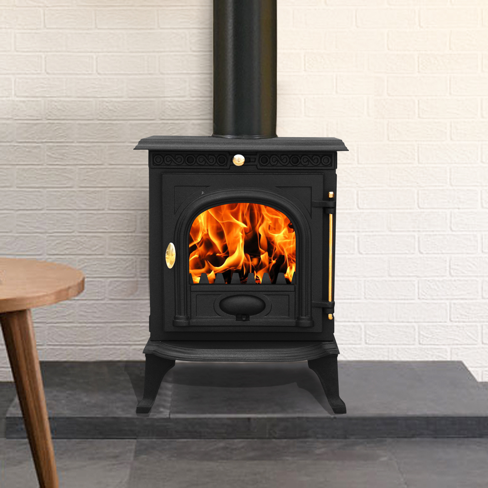 JA014 6.5KW Cast Iron Log Burner Modern MultiFuel Wood Burning Stove