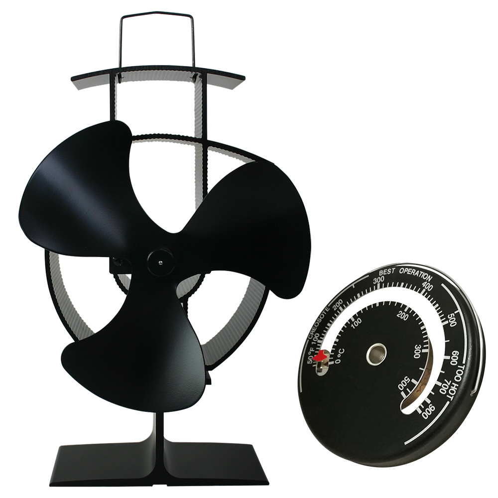 Heat Powered 3 4 Blade Wood Log Burning Stove Top Fan Efficiency Eco