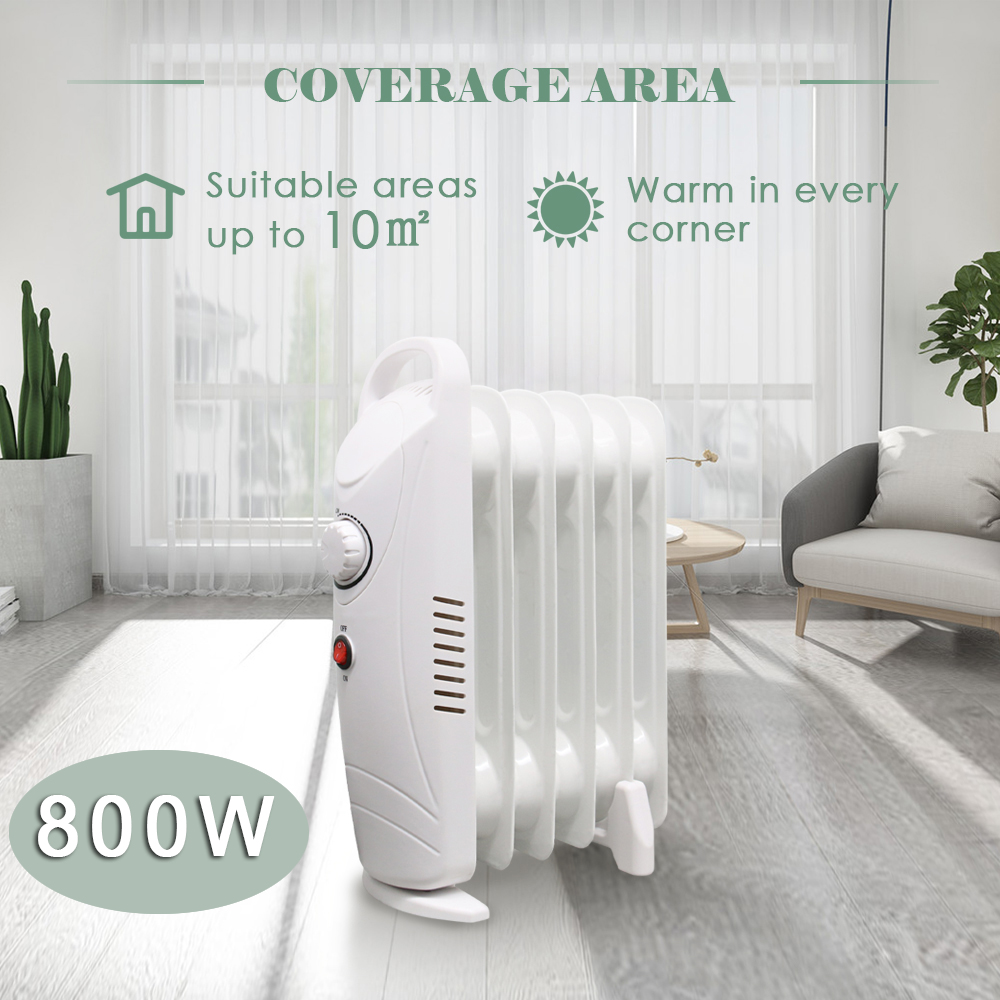 Oil Filled Radiator Heater Electric With Timer 3 Heat Thermostat Portable White