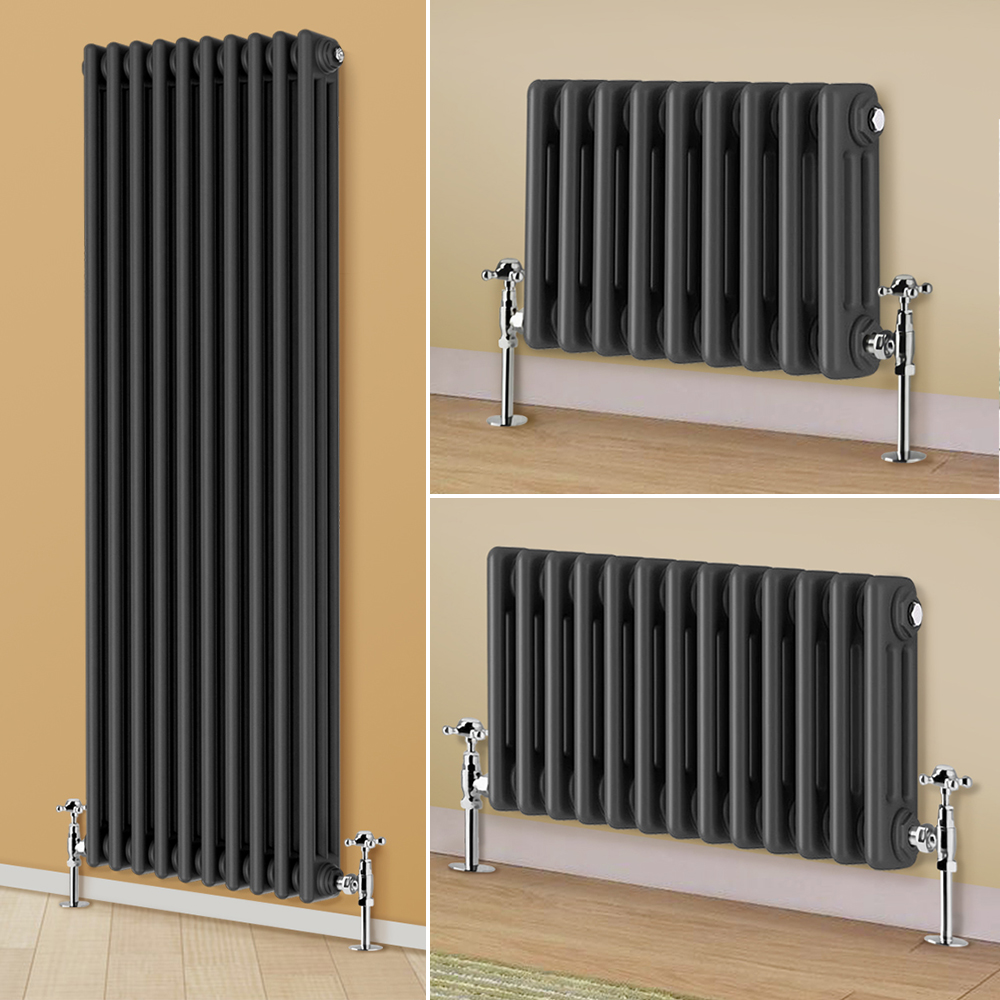 Anthracite Traditional Radiator Vertical Horizontal 3 Column Cast Iron