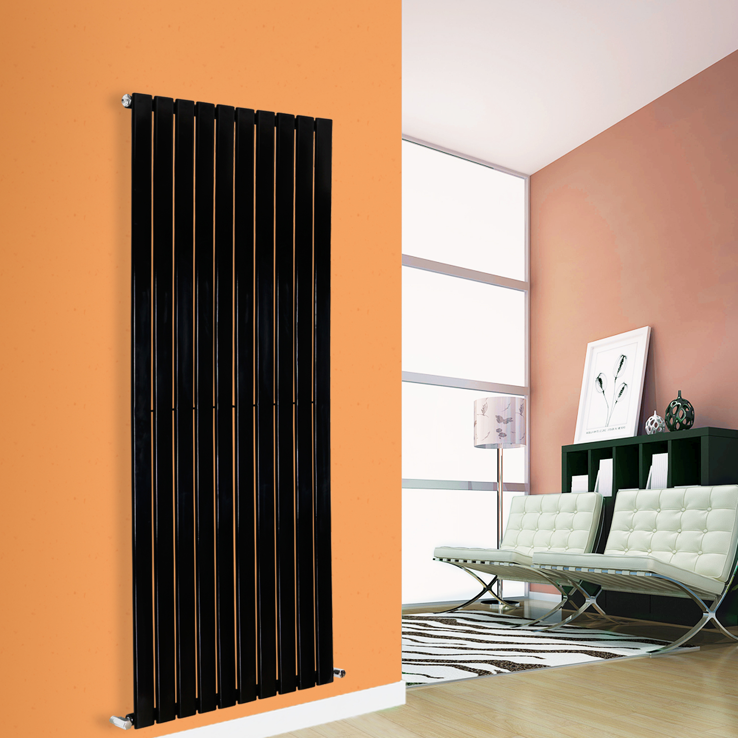Tall Vertical Designer Radiator Modern Black Central Heating Rads