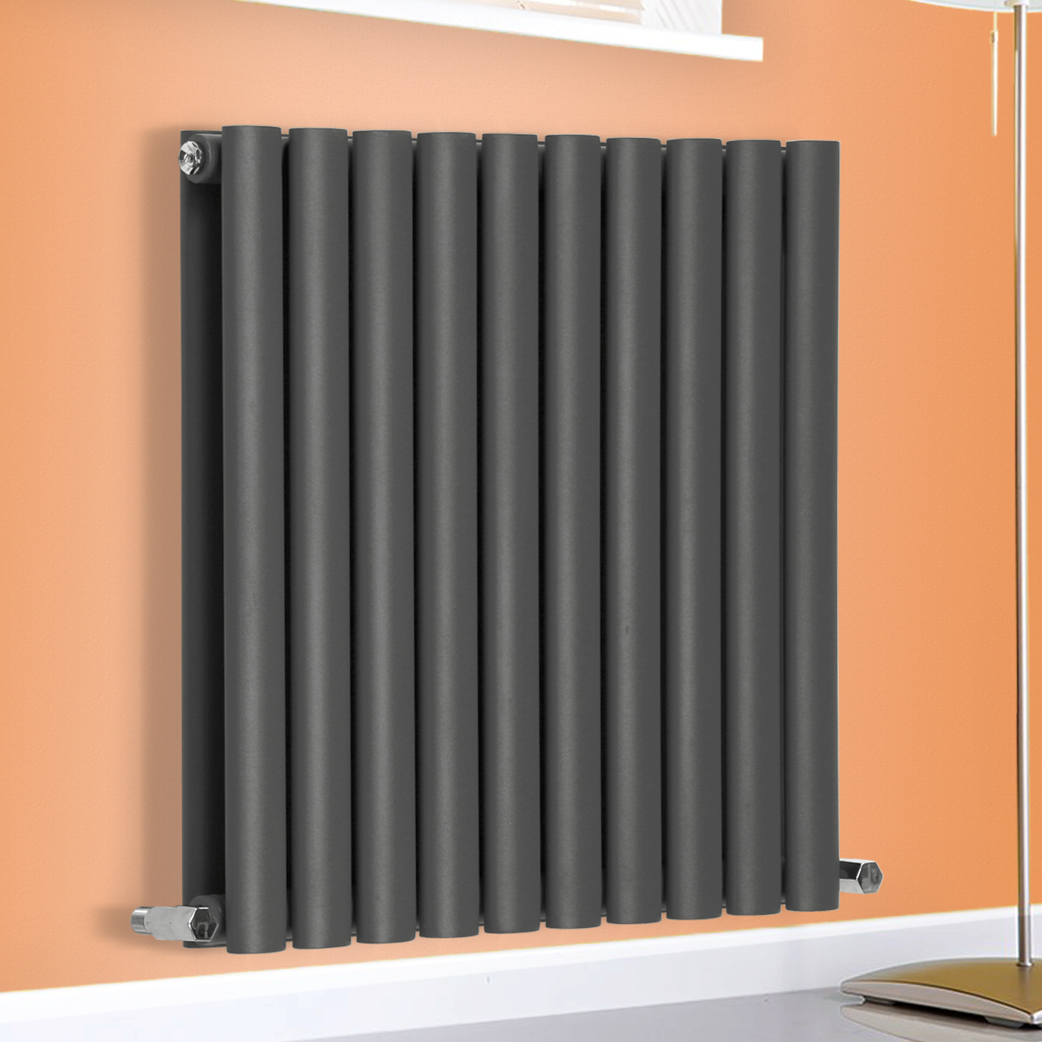 Anthracite Designer Oval Column Panel Radiators Central Heating Single ...