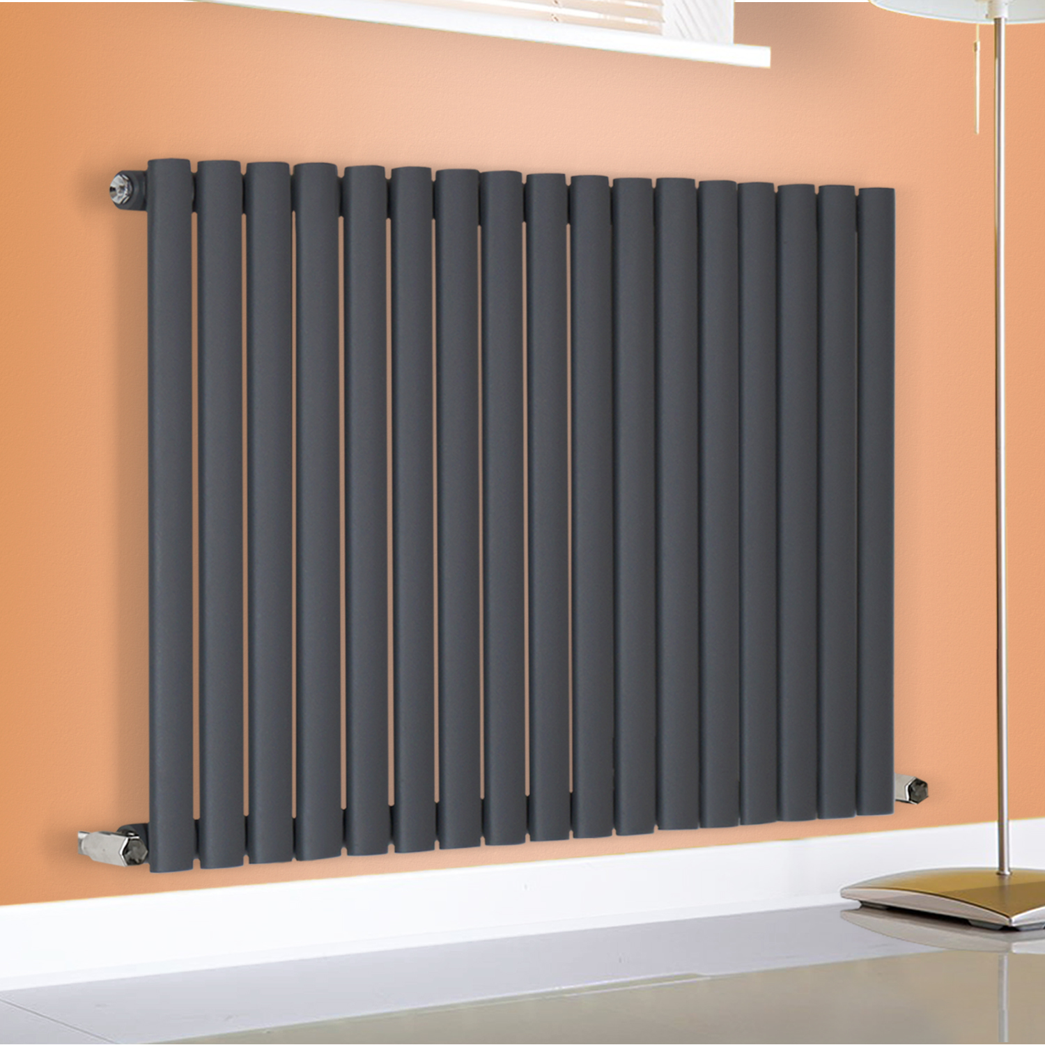 Anthracite Designer Oval Column Panel Radiators Central Heating Single ...