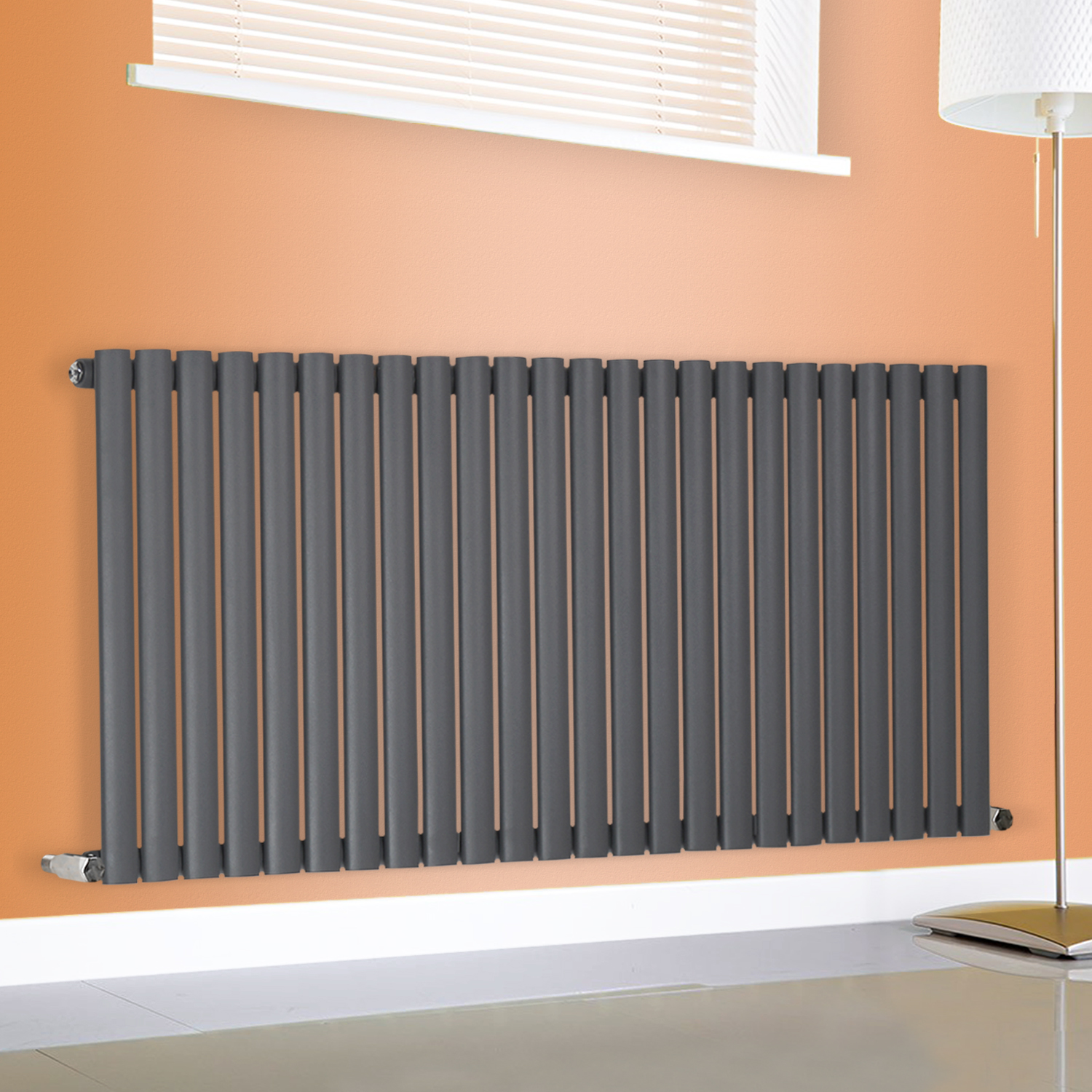 Anthracite Designer Oval Column Panel Radiators Central Heating Single ...