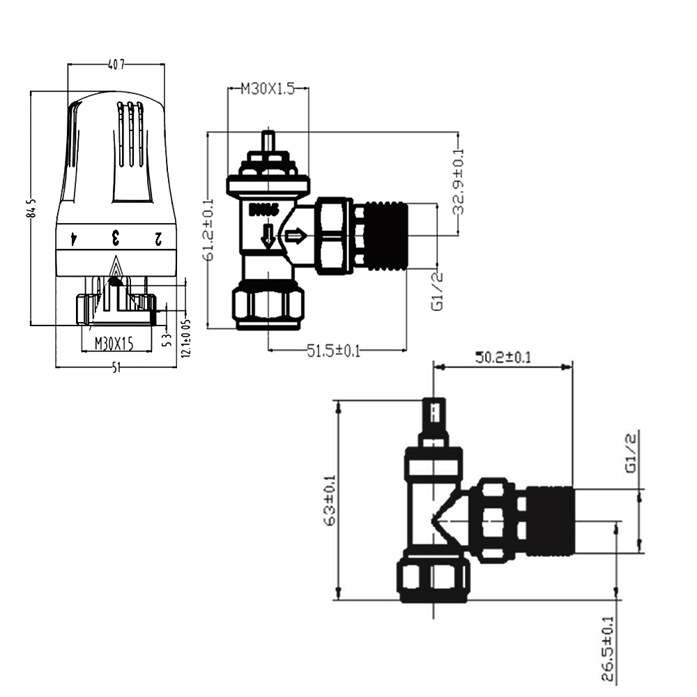 Thermostatic Manual Radiator Tower Rail Straight Angled Valves ...