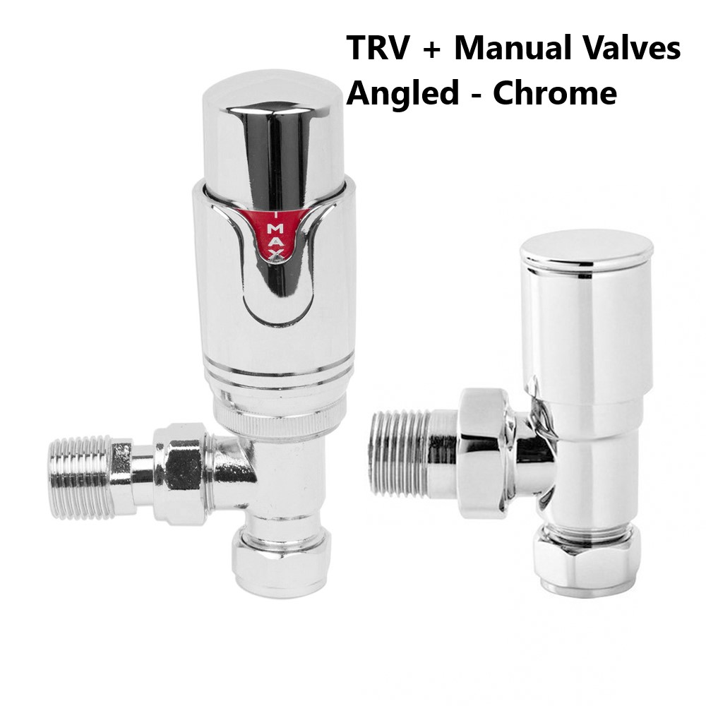 Thermostatic TRV Manual Lockshield Radiator Valves Angled/Straight/Corner Pair