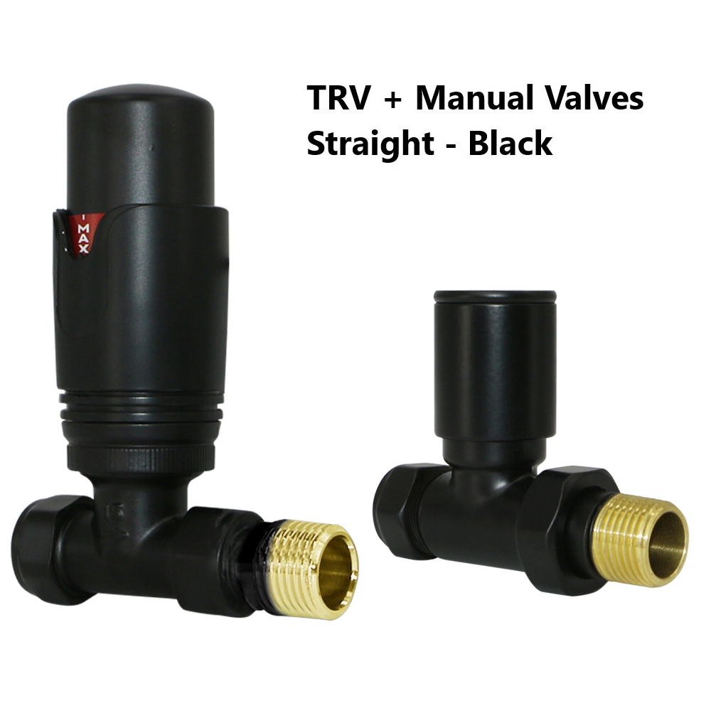 Thermostatic TRV Manual Lockshield Radiator Valves Angled/Straight/Corner Pair