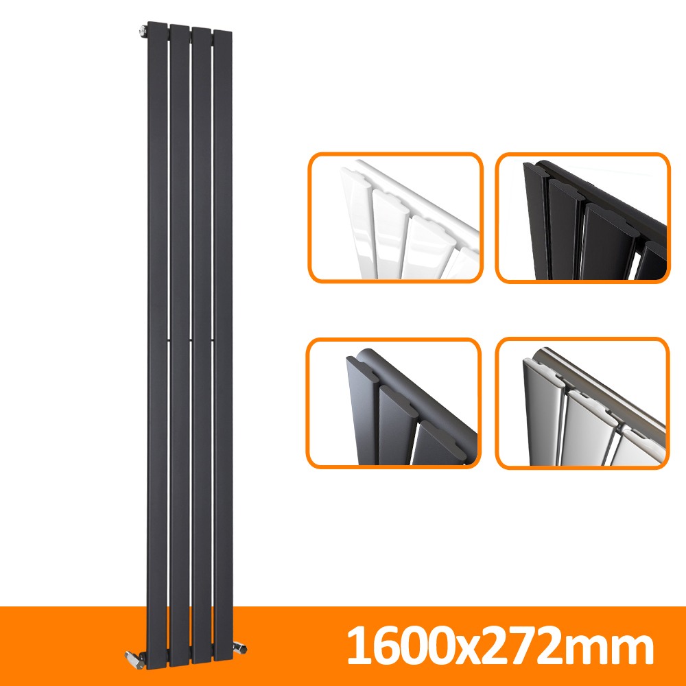 Designer Bathroom Flat Panel Radiator Vertical Bars White Anthracite Black