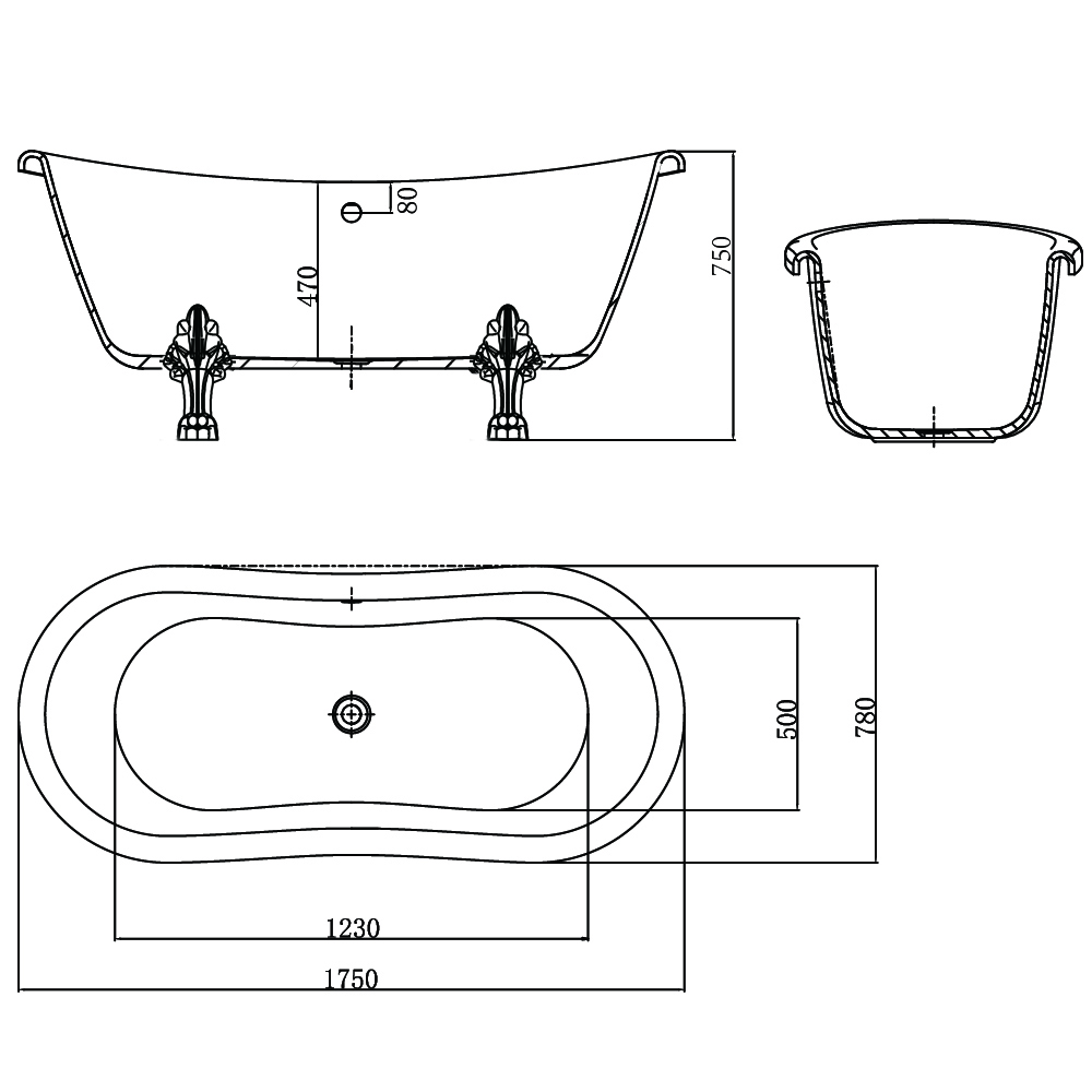 Traditional Freestanding Roll Top Baths Bathroom Luxury Bath Tubs with