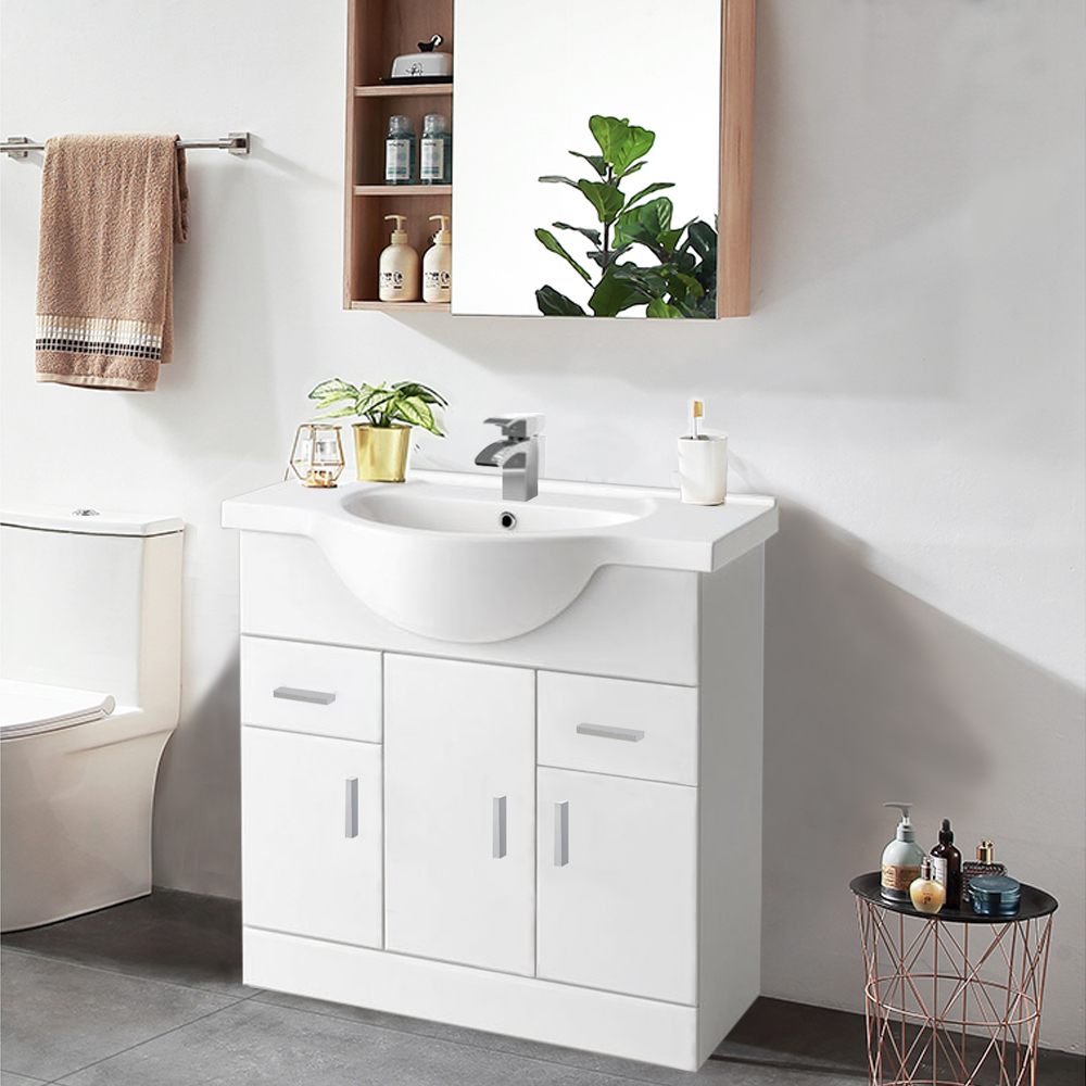 Bathroom Vanity Unit Cloakroom Basin Sink Storage Mirror Cabniet Tall