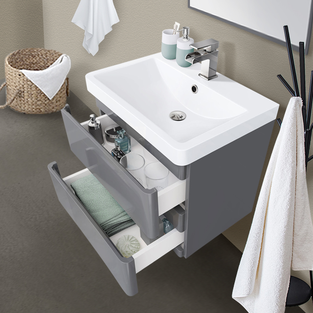 600mm 800mm Bathroom Vanity Unit Basin Sink Wall Hung Floor Standing