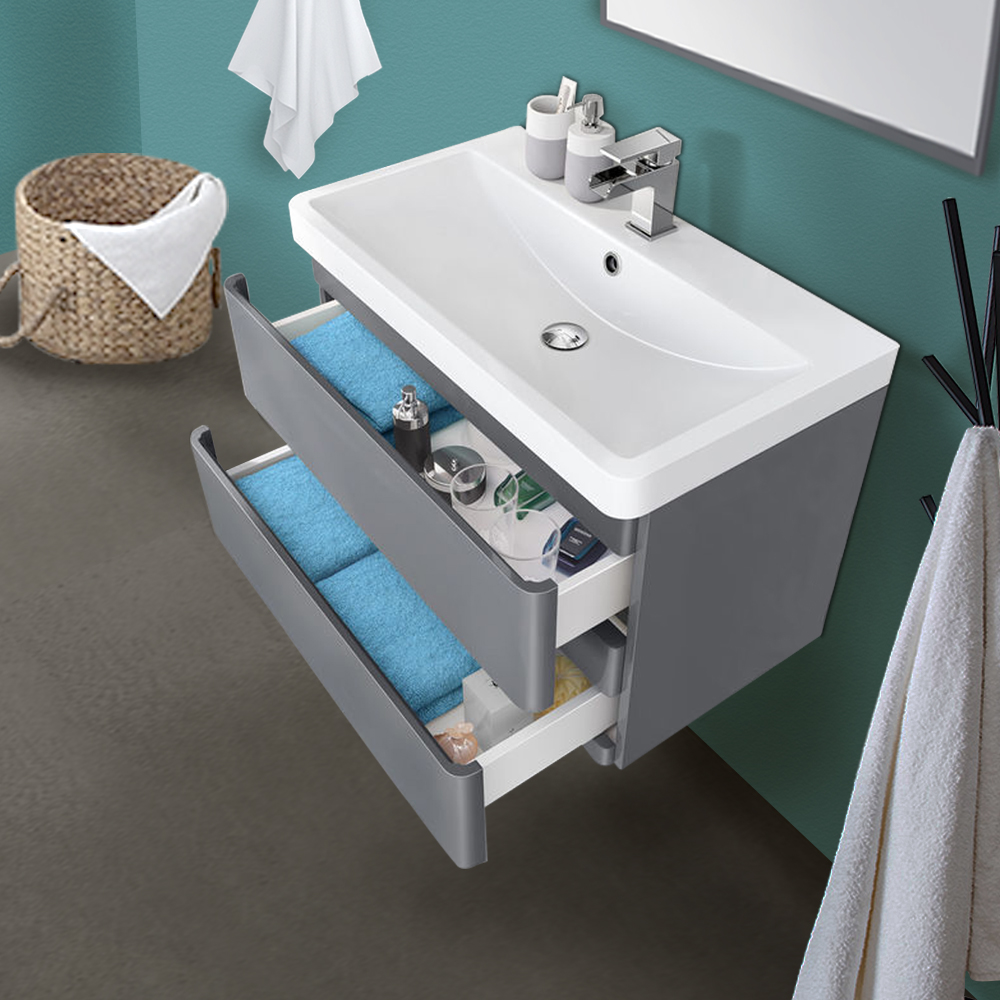 600mm 800mm Bathroom Vanity Unit Basin Sink Wall Hung Floor Standing